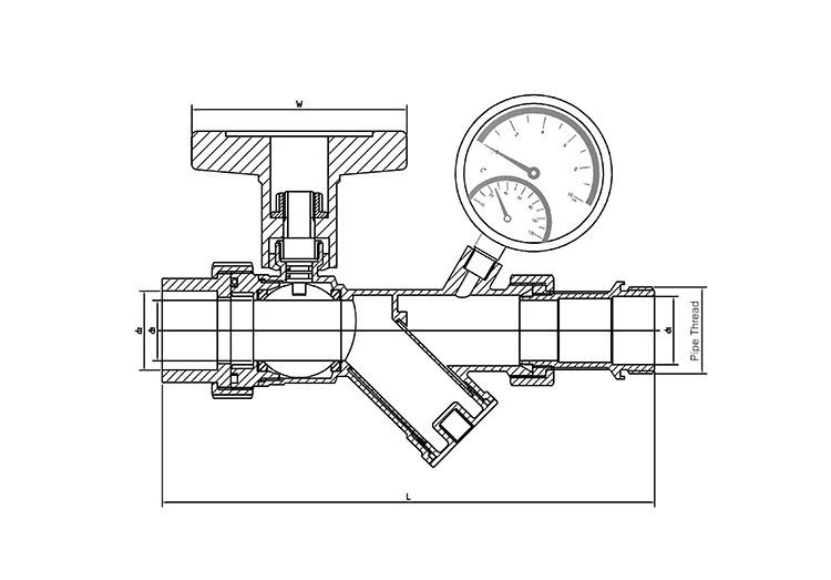 Union Type Branch Manifold Inlet Control Ball Valve